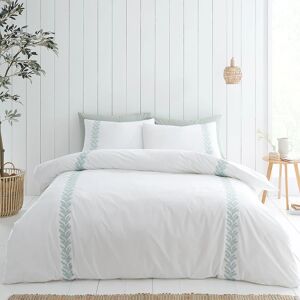 Bianca Embroidery Leaf Duvet Cover Bedding Set White Green