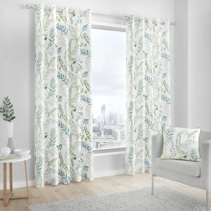 Terrys Fabrics Fernworthy Ready Made Lined Eyelet Curtains Green