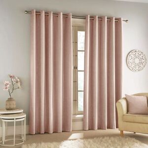 Terrys Fabrics Savoy Ready Made Eyelet Blackout Curtains Blush