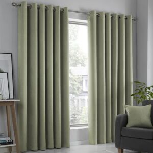 Terrys Fabrics Strata Ready Made Woven Dimout Eyelet Curtains Green