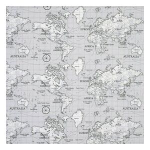 Terrys Fabrics Maps PVC Fabric Grey