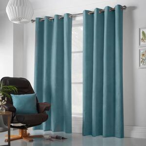 Terrys Fabrics Velvet Chenille Ready Made Eyelet Curtains Teal