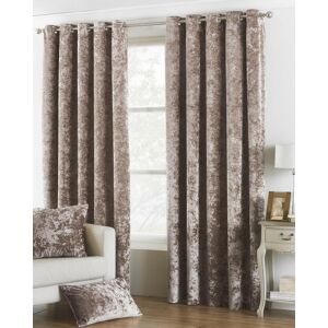 Terrys Fabrics Verona Crushed Velvet  Ready Made Lined Eyelet Curtains Oyster