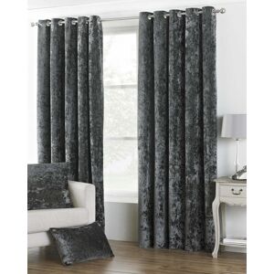 Terrys Fabrics Verona Crushed Velvet  Ready Made Lined Eyelet Curtains Pewter