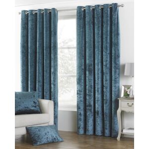 Terrys Fabrics Verona Crushed Velvet  Ready Made Lined Eyelet Curtains Teal