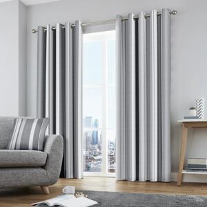 Terrys Fabrics Whitworth Ready Made Lined Eyelet Curtains Grey