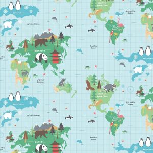 Terrys Fabrics World Map Fabric Multi