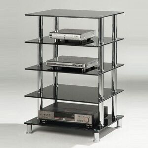 Furniture In Fashion Hudson Hi-Fi Stand In Black Glass With 5 Tiers