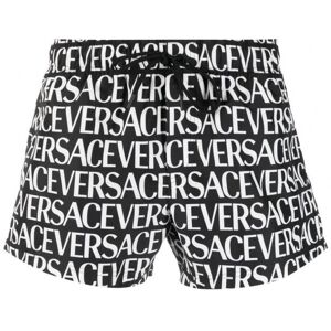 Versace All Over Logo Swimshorts Black - Men - Black > White