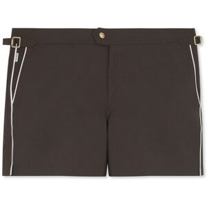 TOM FORD Poplin Piping Swimshorts Brown - Men - Brown