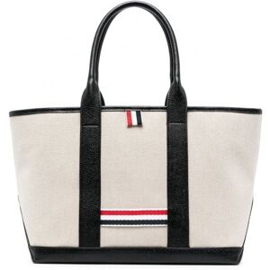 Thom Browne Cotton Canvas Tote Bag Black - Men - Black > White