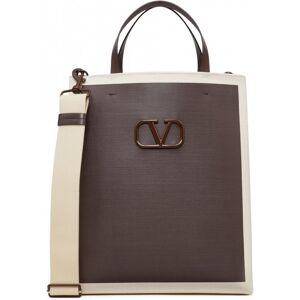 VALENTINO Vlogo Signature Canvas Tote - Men - Brown