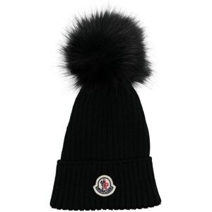 MONCLER ENFANT Kids Fur Bobble Hat Black - KIDS - Black