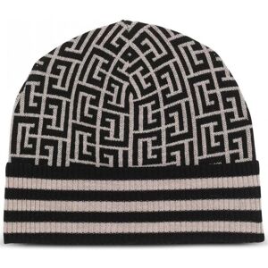 BALMAIN Monogram Merino Beanie Black - Men - Black > Tan