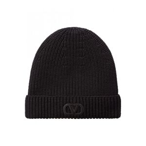 VALENTINO Patch V Logo Beanie - Men - Black