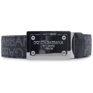 Dolce & Gabbana Reversible Over Logo Belt Black - Men - Black > Grey