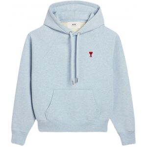 AMI PARIS AMI De Coeur Cotton Hooded Top Sky - Men - Blue