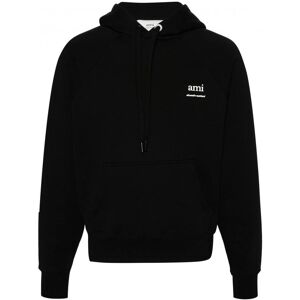 AMI PARIS Branded Cotton Hooded Top Black - Men - Black