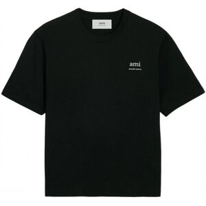 AMI PARIS Branded Cotton T-shirt Black - Men - Black