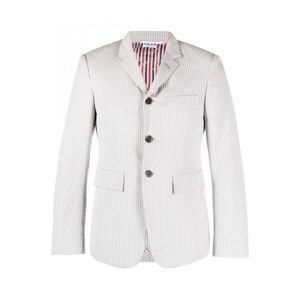 Thom Browne Cotton Seersucker Jacket White/Grey - Men - Grey