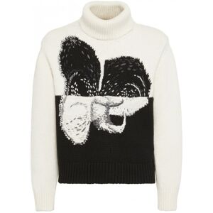 ALEXANDER MCQUEEN Graphic Orchid Roll Neck Ivory - Men - Black > White