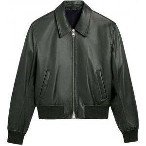 AMI PARIS Leather Zipped Jacket Olive - Men - Khaki