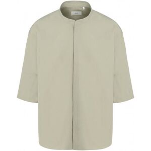 AMI PARIS Mandarin Collar Poplin Shirt Beige - Men - Cream