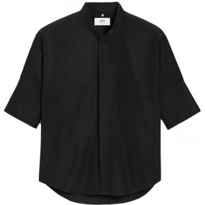 AMI PARIS Mandarin Collar Poplin Shirt Black - Men - Black