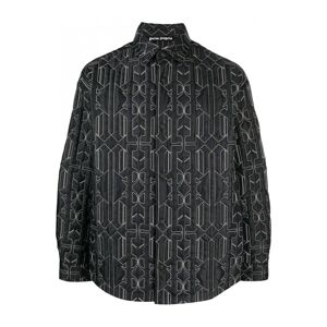 Palm Monogram Quilted Overshirt Charcoal - Men - Black