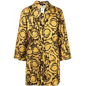 Versace Silk Twill Baroque Robe Black - Men - Black > Gold