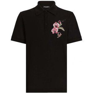 Dolce & Gabbana FLORAL EMBROIDERY POLO Size: 48, colour: BLACK