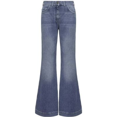 MONCLER WOMENS FLARED DENIM JEANS Size: 40, colour: BLUE MONCLER WOMENS FLARED DENIM JEANS Size: 40, colour: BLUE