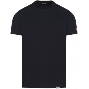 DSQUARED2 Maple Leaf Badge Cotton T-shirt Black - Men - Black