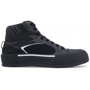 ALEXANDER MCQUEEN Mid Top Leather Sneakers Black - Men - Black