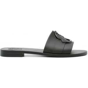 Moncler Logo Embossed Sliders Black - Women - Black