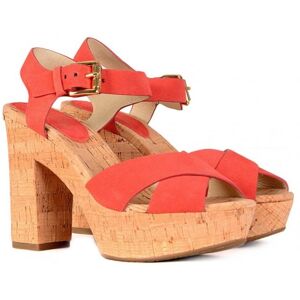 MICHAEL KORS Natalia Suede Platform Coral Strap Sandal - Women - Red - Size: 41 (uk 8)