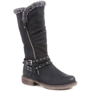 Pavers Fleece Lined Buckle Detail Boots - WBINS36130 / 323 115 - 4 - Black - Female