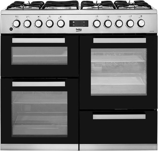 Beko KDVF100X 100cm Dual Fuel Range Cooker - Stainless Steel - A/A Rated