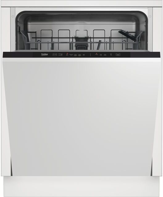 Beko DIN15X20 Fully Integrated Standard Dishwasher - Black Control Panel with Fixed Door Fixing Kit - E Rated