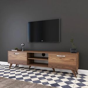 Exton Walnut TV Unit with Silver Details