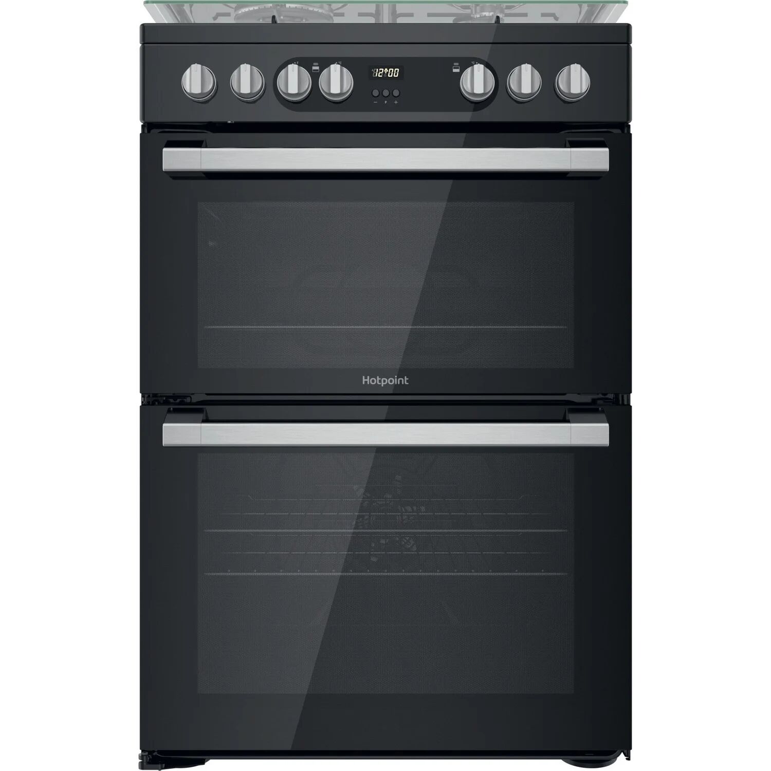 Hotpoint 60cm Double Oven Dual Fuel Cooker - Black