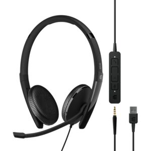 EPOS ADAPT 165 USB II Double Sided On-ear Stereo with 3.5mm Jack and detachable USB Cable with in-line Call Control Micr