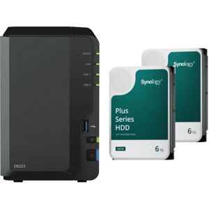 Synology DiskStation DS223 2GB RAM with 12TB Installed Storage 2 Bay SATA Desktop NAS Storage