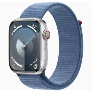 Apple Watch Series 9 GPS + Cellular 45mm Silver Aluminium Case with Winter Blue Sport Loop