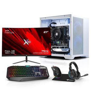 AWD IT Mini Cube RTX 4060 Windows 11 Gaming PC + 27 Full HD Curved Gaming Monitor