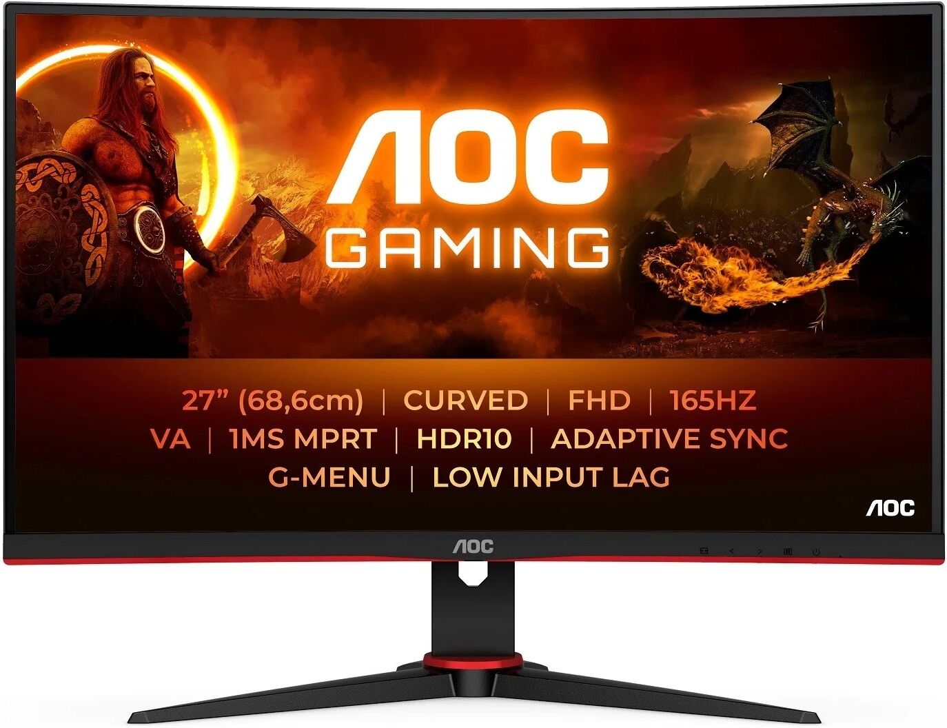 AOC C27G2E 27 Full HD 165Hz Curved Gaming Monitor