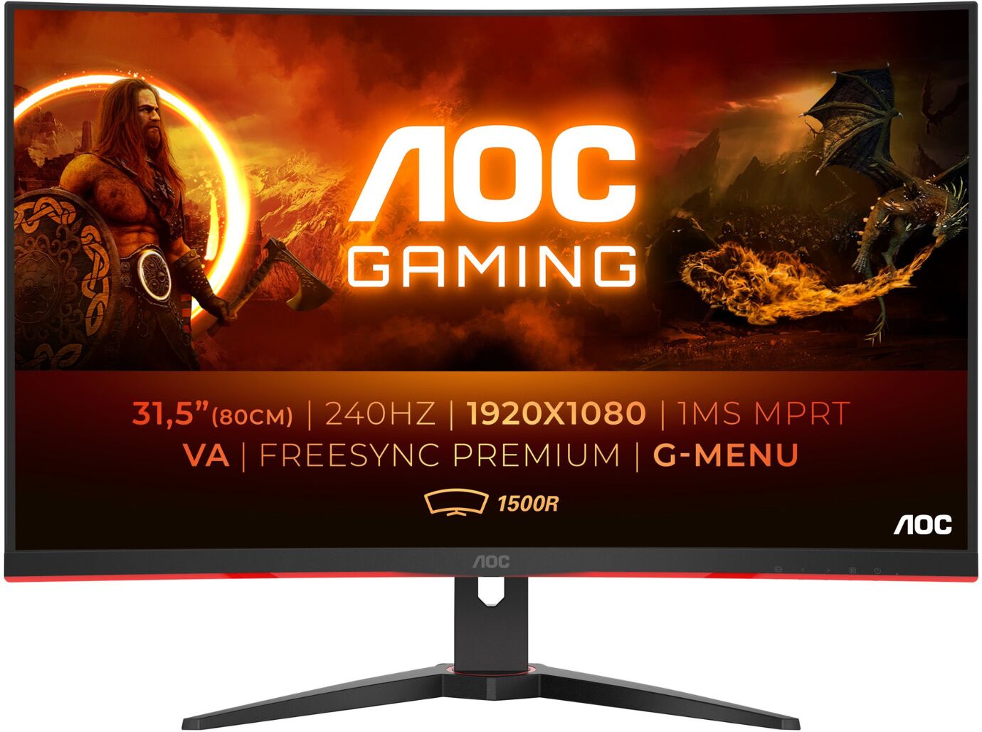 AOC C27G2ZE/BK 27 Full HD 240Hz Curved Gaming Monitor