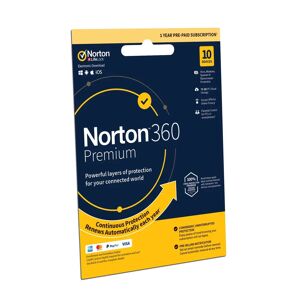 Symantec Norton 360 Premium Internet Security with VPN access up to 10 Devices - 12 Month Subscription - Electronic Download