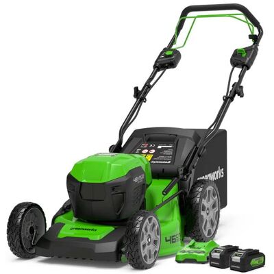 Greenworks 24V/48V Greenworks 48V 46cm Cordless Brushless Self Propelled Lawnmower (2 x 4Ah batteries & charger) Greenworks 24V/48V Greenworks 48V 46cm Cordless Brushless Self Propelled Lawnmower (2 x 4Ah batteries & charger)