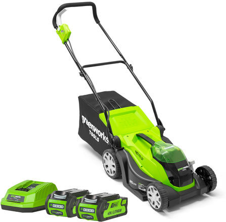 Greenworks Greenworks G40LM35K2x 40V 35cm Walk Behind Mower with 2 x 2Ah Battery and Charger